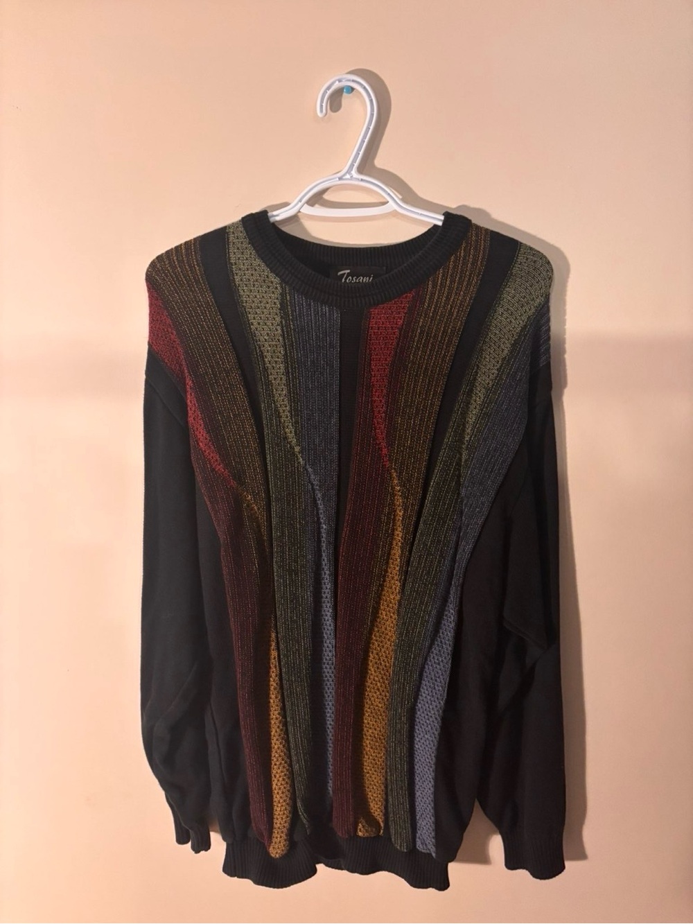 Tuscany Multicolor Striped Crewneck Sweater — Black Base
